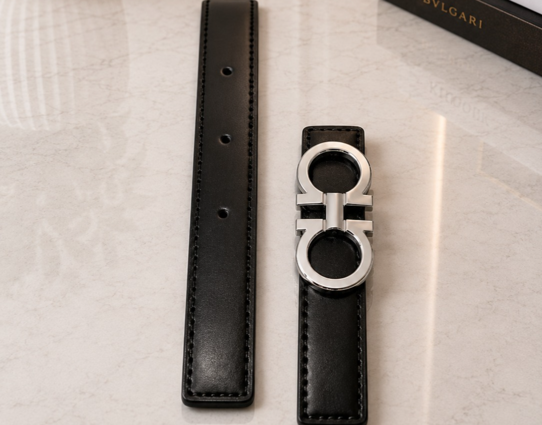 AURA PRIME - Women's Belt  –  (Black Leather with Silver Tone Buckle)